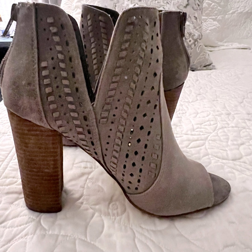 Carlos Santana taupe open toe ankle booties. Only worn once or twice.